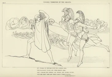 Odysseus erschreckt von den Geistern